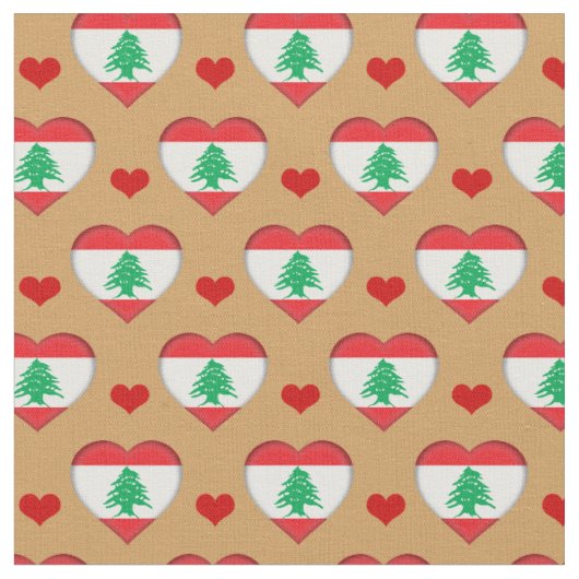 Libanon Flag & Red Heart mode Fabric / Libanon Stoff (Nahaufnahme)