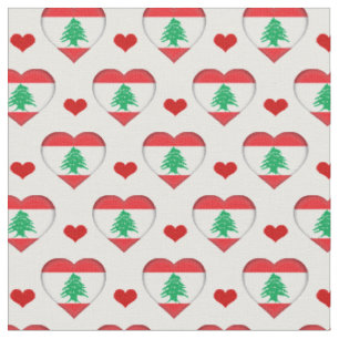 Libanon Flag & Red Heart mode Fabric / Libanon Stoff
