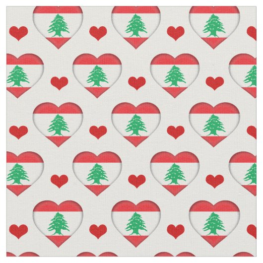 Libanon Flag & Red Heart mode Fabric / Libanon Stoff (Nahaufnahme)