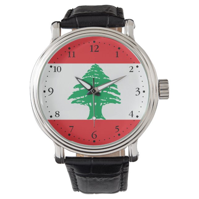 Libanon-Flagge Armbanduhr (Vorderseite)