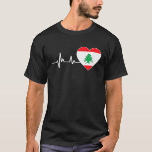 Libanon-Flagge Herzschlag Als Libanon-Karte Für Li T-Shirt