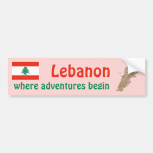 Libanon-Flagge + Karte Aufkleber Autoaufkleber