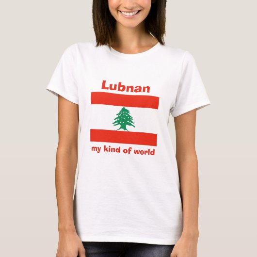 Libanon-Flagge + Karte + Text-T - Shirt (Vorderseite)