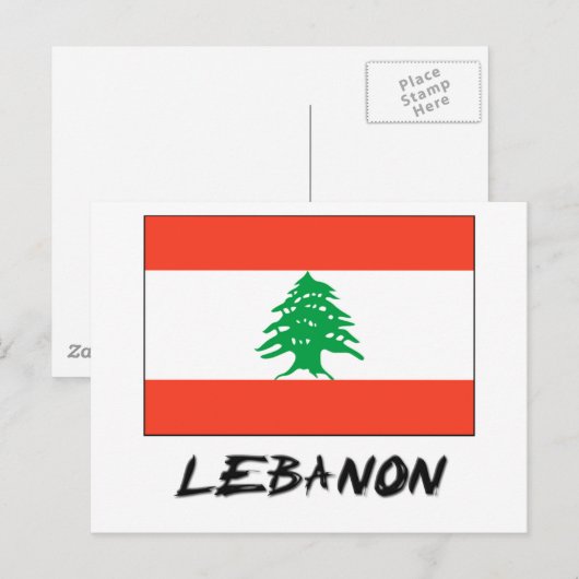 Libanon-Flagge Postkarte (Vorne/Hinten)