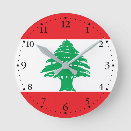 Libanon-Flagge Runde Wanduhr (Vorderseite)