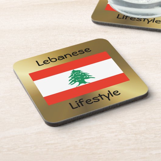 Libanon-Flagge+Text-Untersetzer Untersetzer (Linke Seite)