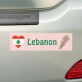 Libanon Flaggenherz + Karte Autoaufkleber (Auf Auto)