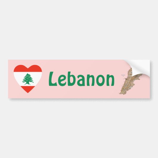 Libanon Flaggenherz + Karte Autoaufkleber (Vorne)