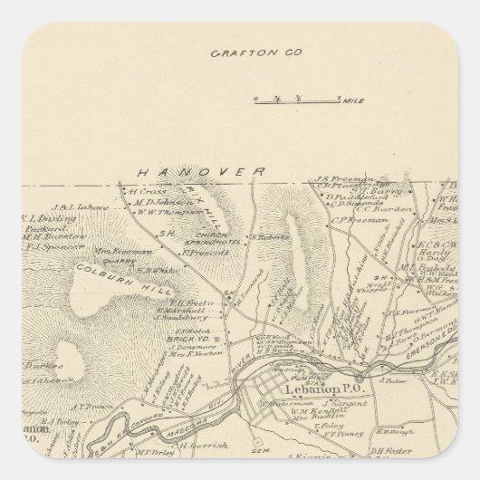 Libanon, Grafton Co Quadratischer Aufkleber (Vorderseite)
