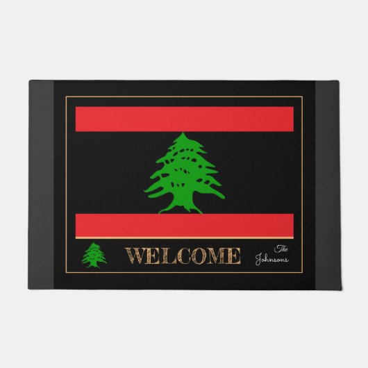 Libanon Hausmatte, libanesische Flagge Schwarzes R Fußmatte (Vorderseite)