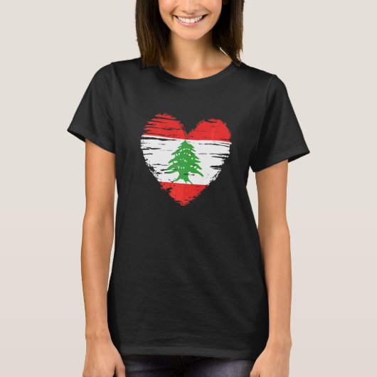 Libanon Herz libanesischer Flagge Libanesischer St T-Shirt (Vorderseite)