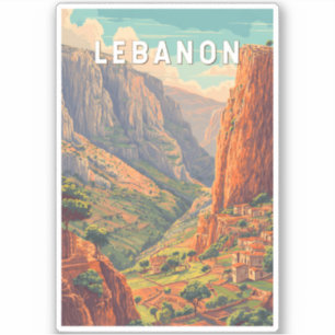 Libanon Illustration Reise Kunst Vintage Aufkleber