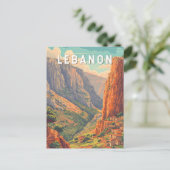Libanon Illustration Reise Kunst Vintage Postkarte (Stehend Vorderseite)