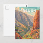 Libanon Illustration Reise Kunst Vintage Postkarte (Vorne/Hinten)