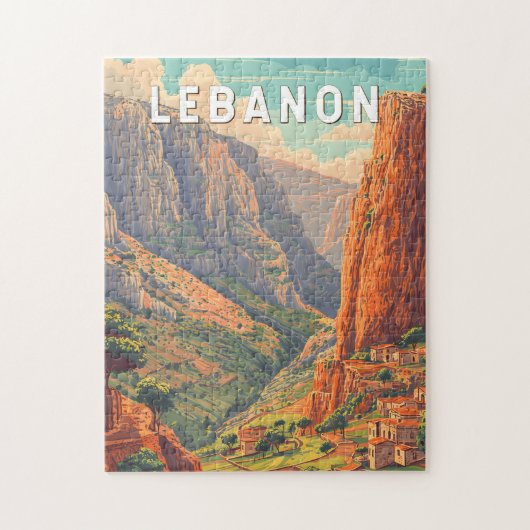 Libanon Illustration Reise Kunst Vintage Puzzle (Vertikal)