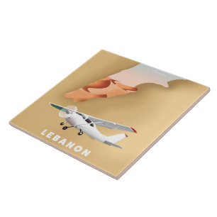 Libanon illustriertes Reiseplakat Fliese