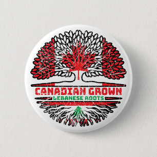 Libanon - Kanadische Tree-Flagge Button
