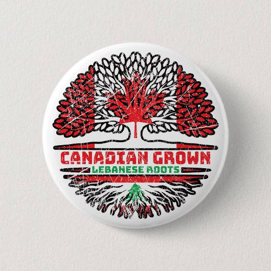 Libanon - Kanadische Tree-Flagge Button (Vorderseite)