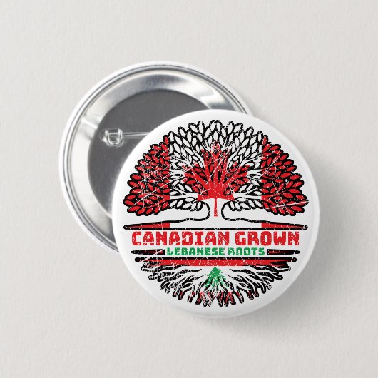 Libanon - Kanadische Tree-Flagge Button (Vorne & Hinten)