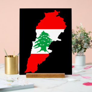 Libanon-Karte mit Flagge Acrylschild