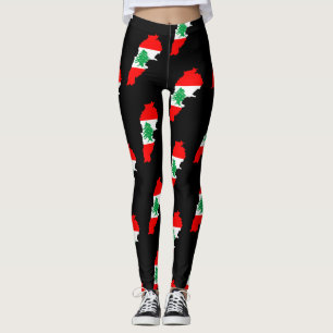Libanon-Karte mit Flagge Leggings