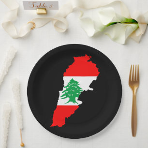 Libanon-Karte mit Flagge Pappteller