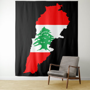 Libanon-Karte mit Flagge Wandteppich