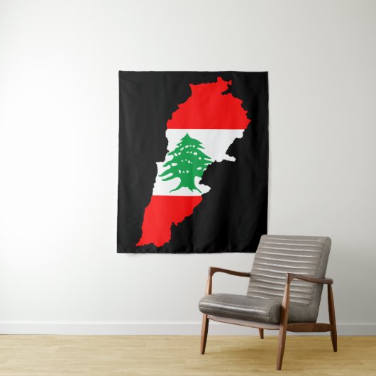 Libanon-Karte mit Flagge Wandteppich (Beispiel)