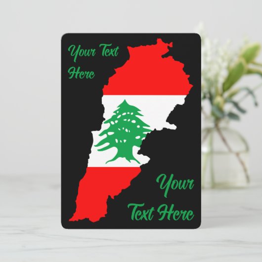 Libanon Karte mit Flaggen (Stehend Vorderseite)