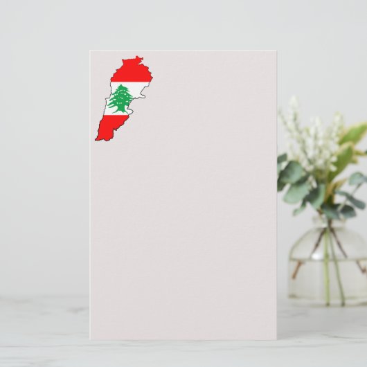 Libanon Karte mit Flaggen (Stehend Vorderseite)