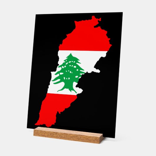 Libanon Karte mit Flaggen Acrylschild (Winkel)
