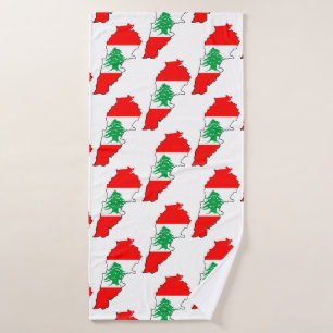 Libanon Karte mit Flaggen Badhandtuch Set