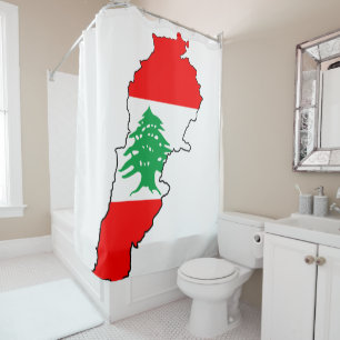 Libanon Karte mit Flaggen Duschvorhang