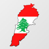 Libanon Karte mit Flaggen Fensteraufkleber (Blatt)