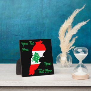 Libanon Karte mit Flaggen Fotoplatte