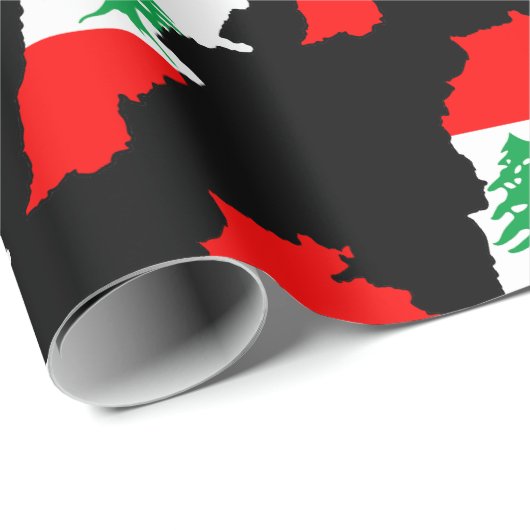 Libanon Karte mit Flaggen Geschenkpapier (Rolleneckpunkt)