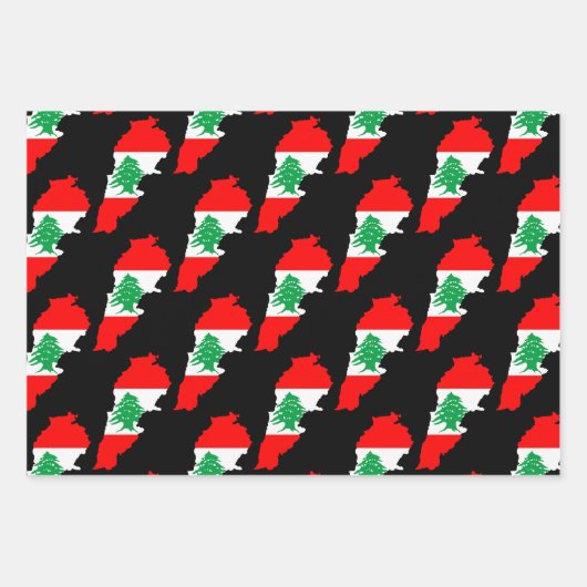 Libanon Karte mit Flaggen Geschenkpapier Set (Vorderseite)