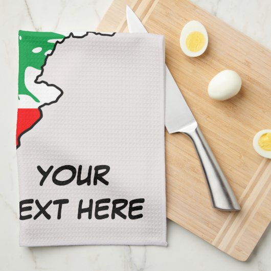 Libanon Karte mit Flaggen Geschirrtuch (Viertel Falte)