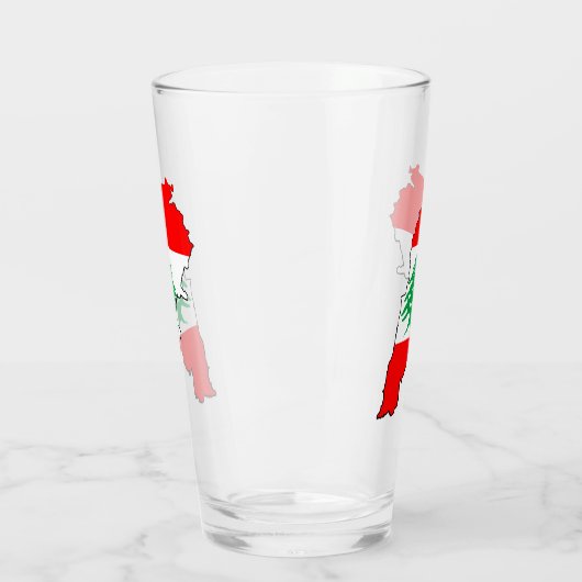 Libanon Karte mit Flaggen Glas (Links)