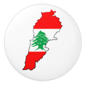 Libanon Karte mit Flaggen Keramikknauf (Vorderseite)
