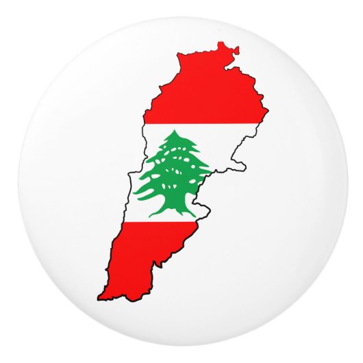 Libanon Karte mit Flaggen Keramikknauf (Vorderseite)