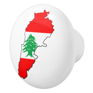 Libanon Karte mit Flaggen Keramikknauf