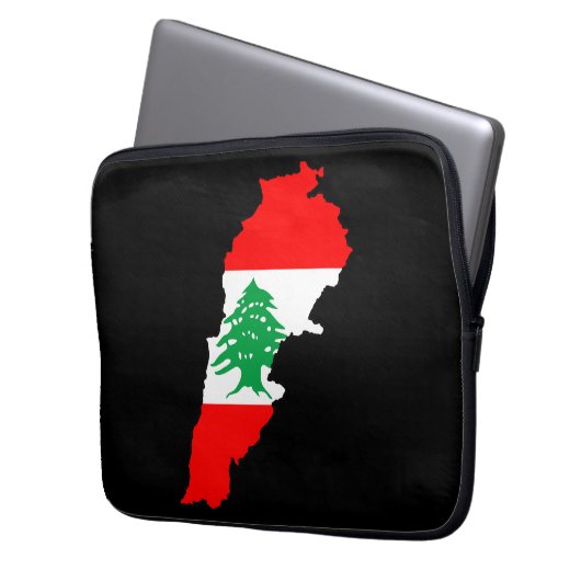 Libanon Karte mit Flaggen Laptopschutzhülle (Vorderseite Links)