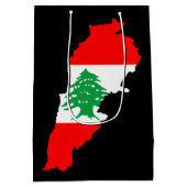 Libanon Karte mit Flaggen Mittlere Geschenktüte (Rückseite)