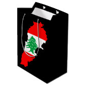 Libanon Karte mit Flaggen Mittlere Geschenktüte (Rückseite Schrägansicht)