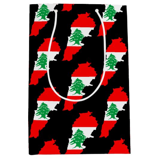 Libanon Karte mit Flaggen Mittlere Geschenktüte (Vorderseite)