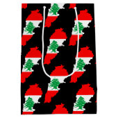 Libanon Karte mit Flaggen Mittlere Geschenktüte (Rückseite)