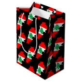 Libanon Karte mit Flaggen Mittlere Geschenktüte (Rückseite Schrägansicht)