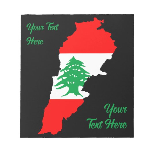 Libanon Karte mit Flaggen Notizblock (Vorderseite)