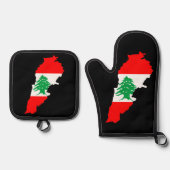 Libanon Karte mit Flaggen Ofenhandschuh & Topflappen-Set (Vorderseite)